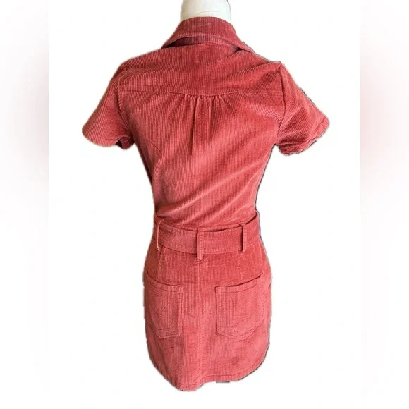 Show Me Your MuMu Outlaw Dress Rose Red Corduroy Gold Buckle Mini Dress XS - Picture 5 of 13